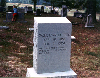 Sallie Ann Long Walters (1856-1924) gravestone at New Hope Methodist Church, Blanch, Caswell County,