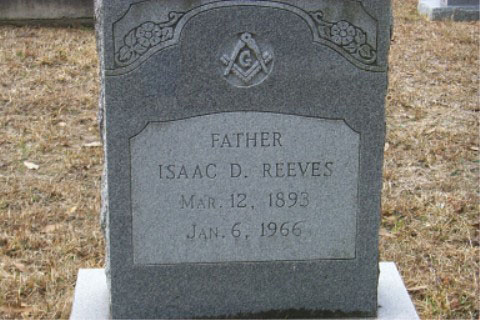 Isaac D Reeves (12 Mar 1893 - 6 Jan 1966) gravestone at Ritchie Cemetery, Calcasieu Parish LA. Husba